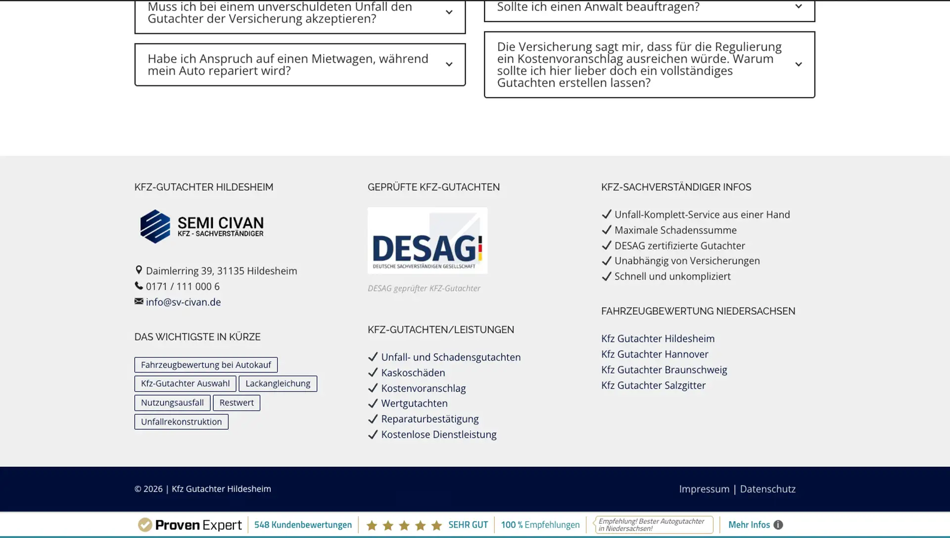 Kfz Gutachter Webseite Seo Marketing