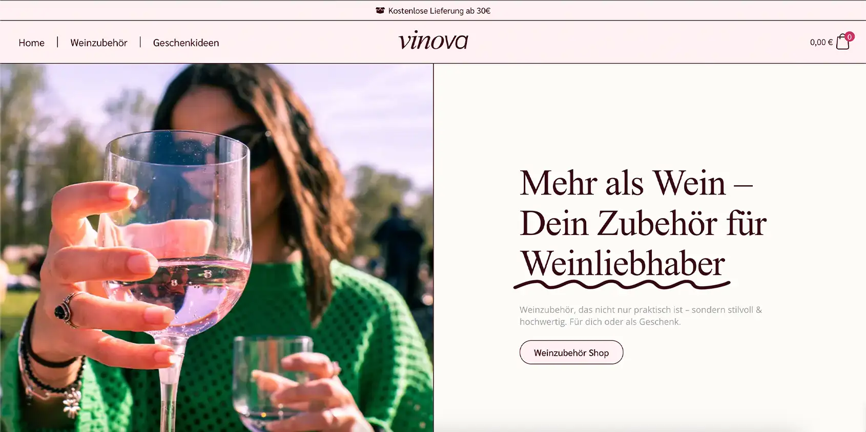 Vinova Onlineshop Screenshot Web