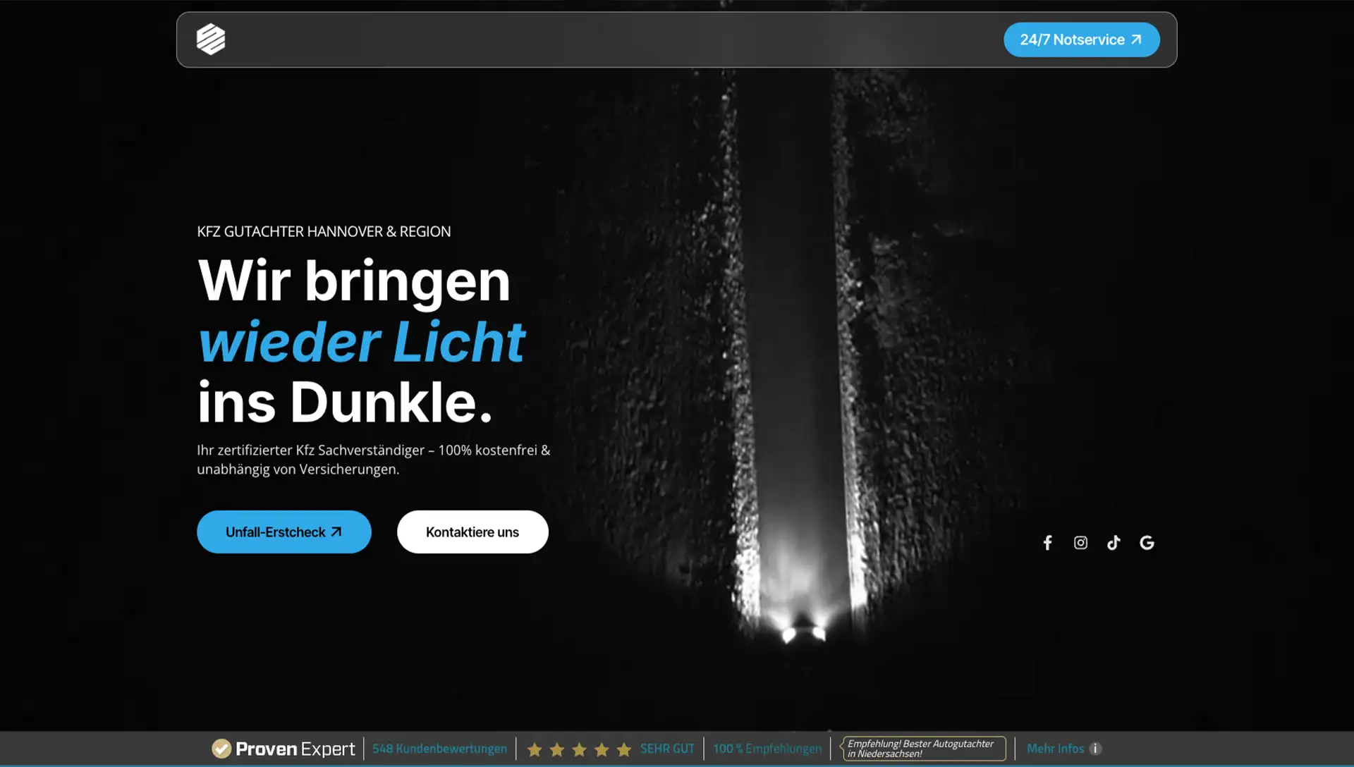 Webseite für Kfz Gutachter Hannover