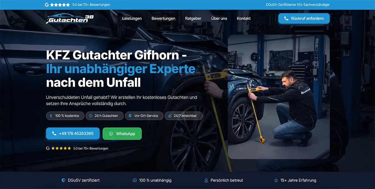 Webseite für Kfz Gutachter Gifhorn
